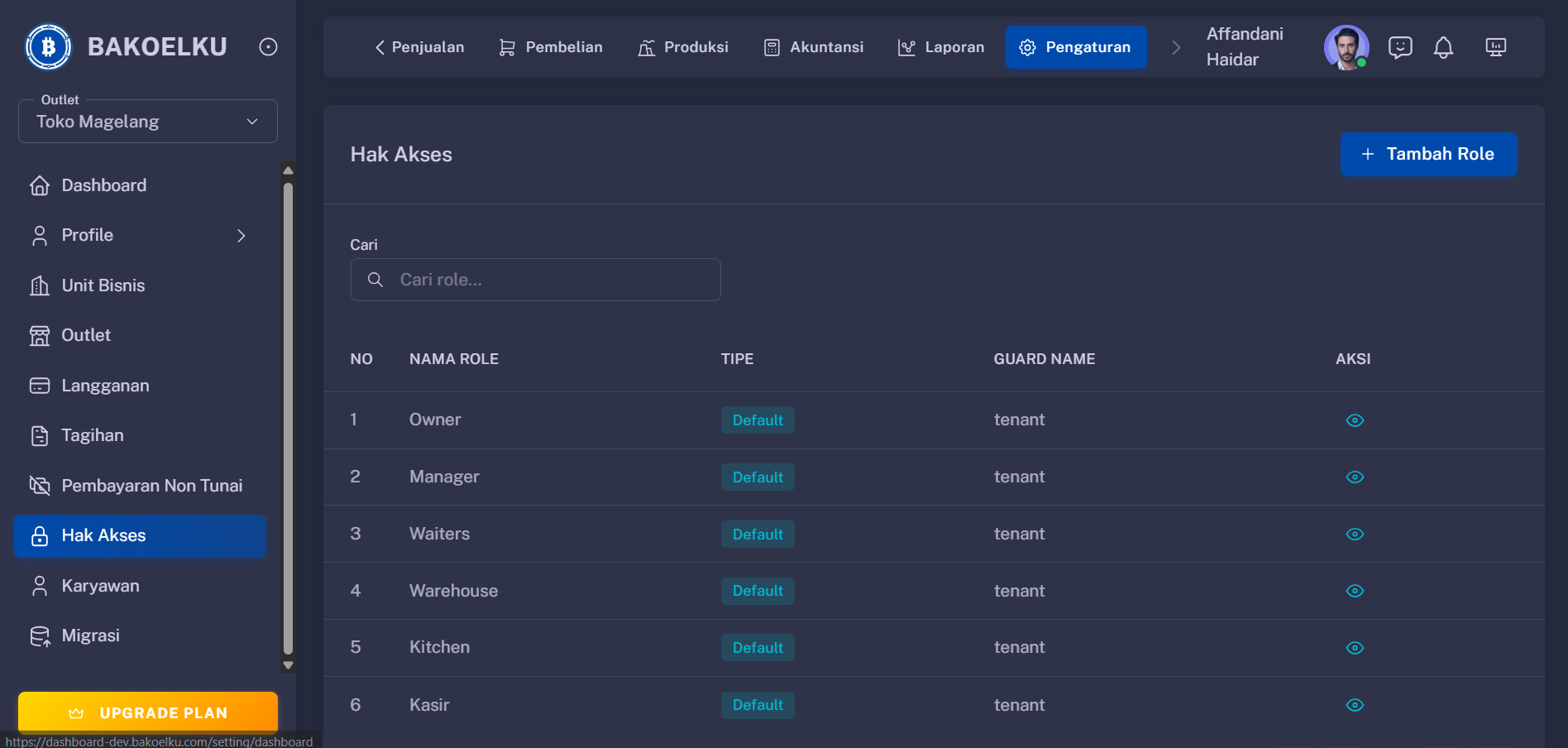 Hak Akses Interface